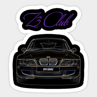 BMW Z3 CLUB FRONT VIEW Sticker